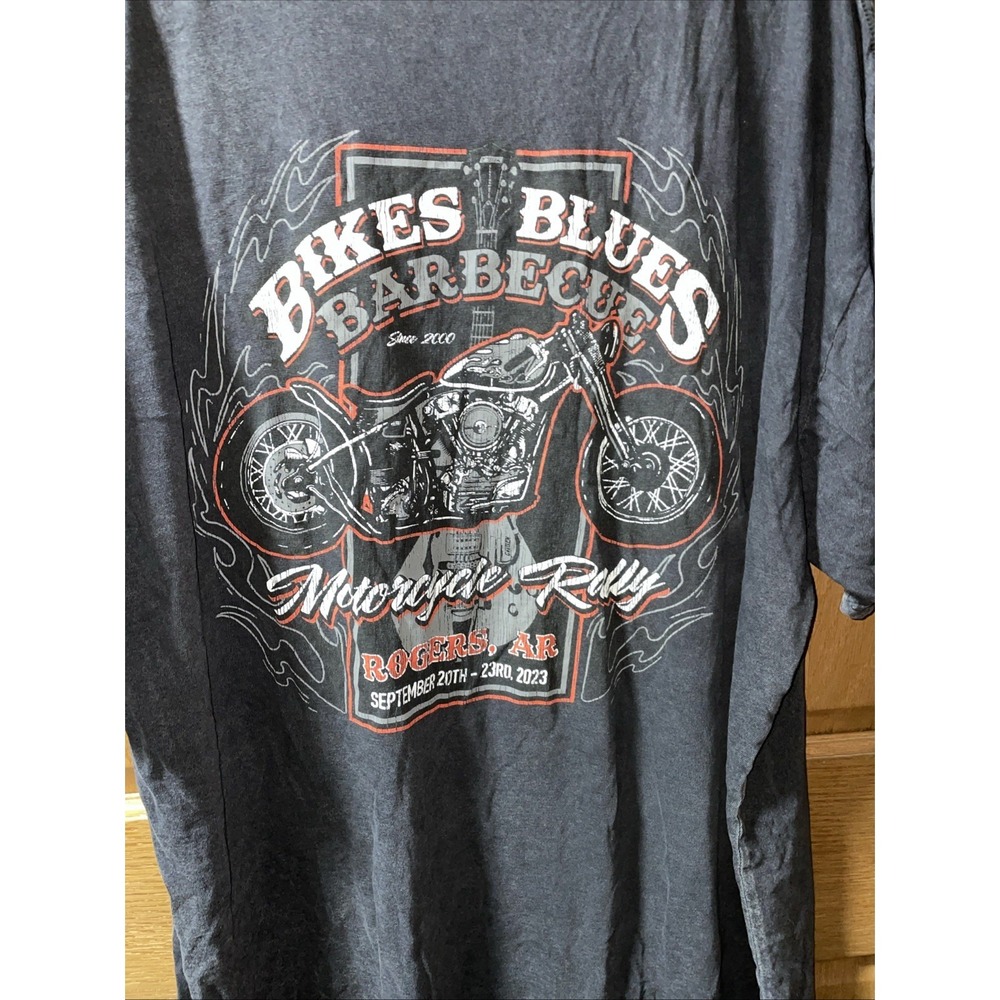 Bikes Blues BBQ Motorcycle Rally Arkansas Shirt 2XL Black Short Sleeve Biker 23